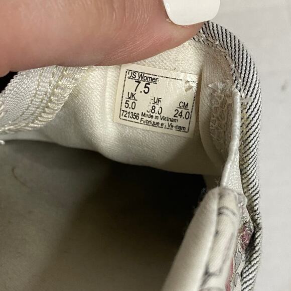 Vans Asher Floral Striped Canvas Sneaker Grey White Light Pink Sz 7.5 - Picture 6 of 9